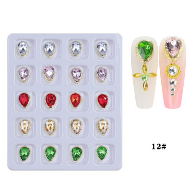 1 kutija Nail Art Rhinestones Kristalno staklo Drago kamenje 3D legura Srce Nail Decoration Mix Charms Nail Diamonds DIY za pribor za nokte