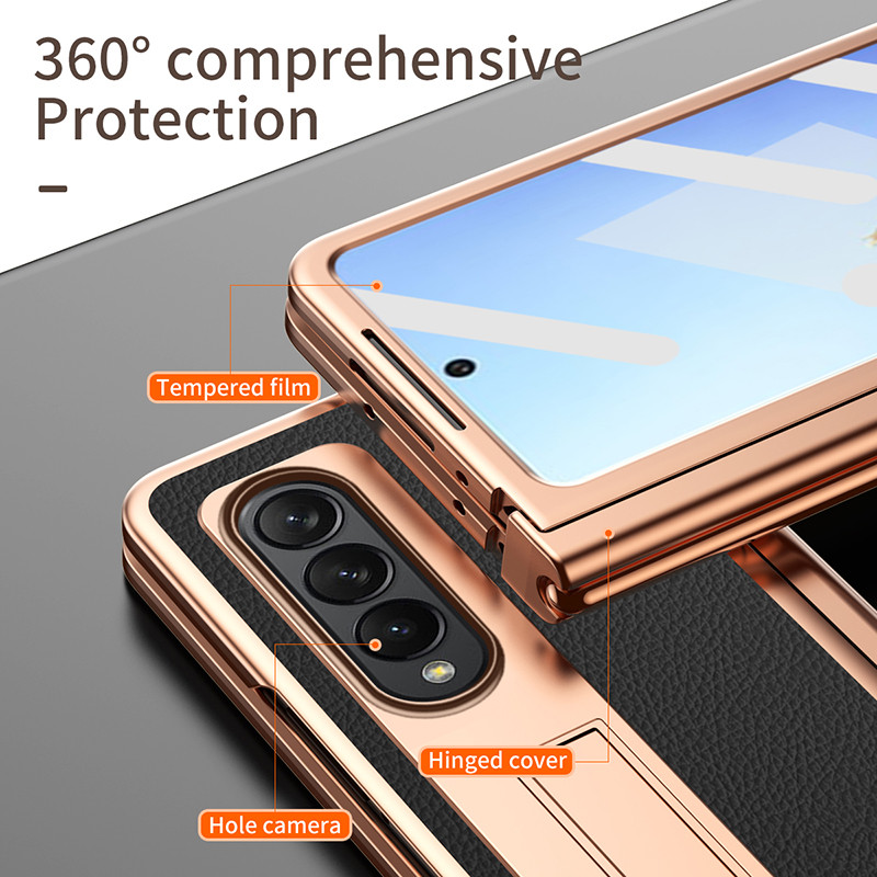 Luksuzna sa stalkom za utor za S olovku, sklopiva torbica za telefon za Samsung Galaxy Z Fold 4, zaštita od leća, otporna na udarce, preklopna maska (bez olovke)