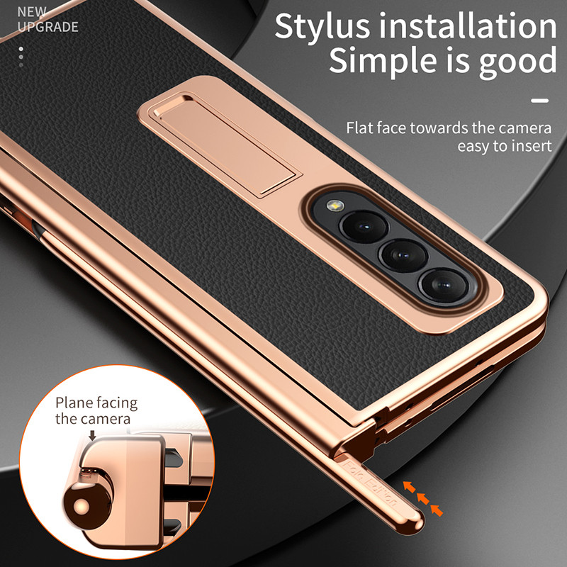 Luksuzna sa stalkom za utor za S olovku, sklopiva torbica za telefon za Samsung Galaxy Z Fold 4, zaštita od leća, otporna na udarce, preklopna maska (bez olovke)