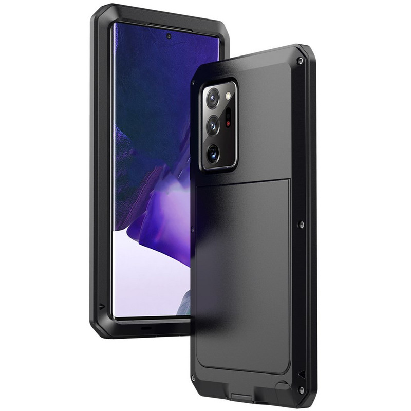 Super triecienizturīgs bruņu metāla korpuss priekš Samsung S22 S21 S20 S10 S9 S8 Note 20 10 9 8 Ultra Plus FE pilnas aizsardzības bufera pārsegs