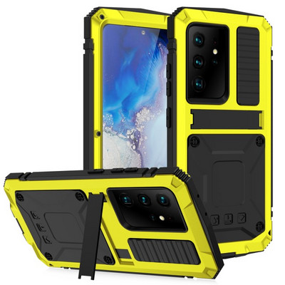 Super otporna na udarce metalna oklopna torbica za Samsung S22 S21 FE S20 Ultra Plus Bracket Bumper Cover Note 20 Ultra A32 5G Funda Coque