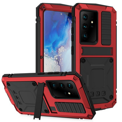 Super otporna na udarce metalna oklopna torbica za Samsung S22 S21 FE S20 Ultra Plus Bracket Bumper Cover Note 20 Ultra A32 5G Funda Coque