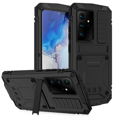Super otporna na udarce metalna oklopna torbica za Samsung S22 S21 FE S20 Ultra Plus Bracket Bumper Cover Note 20 Ultra A32 5G Funda Coque