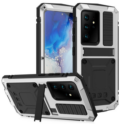 Super otporna na udarce metalna oklopna torbica za Samsung S22 S21 FE S20 Ultra Plus Bracket Bumper Cover Note 20 Ultra A32 5G Funda Coque