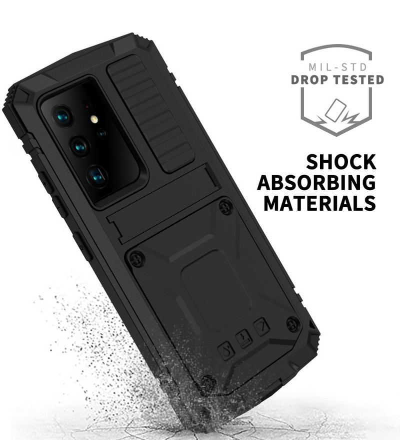 Super põrutuskindel metallist soomustatud ümbris Samsung S22 S21 FE S20 Ultra Plus bracket kaitseraua kate Note 20 Ultra A32 5G Funda Coque jaoks