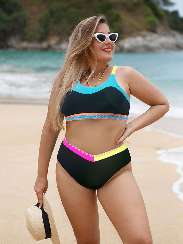 Veliki set bikinija visokog struka Ženski kupaći kostimi Šareni obrubljeni Bandeau kupaći kostimi Seksi Push Up kupaći kostimi Žene 2023.