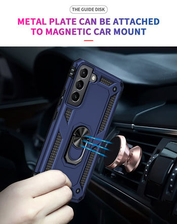 Armor Magnetic Bumper Case за Samsung Galaxy S22 S21 S20 Ultra S10 S9 S8 Plus Note 20 10 9 8 Plus Удароустойчив метален капак с пръстен