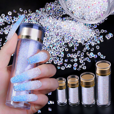 10-45g Csillogó Mikro Szellem Gyöngyök Apró Üveg Gyémántok Kaviár Nail Art strasszok Dekorációk Clear AB Ékszer Manikűr Bűbáj
