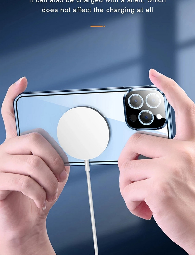 360 visiškai apsaugantis metalinis magnetinis dvipusis stiklinis užrakto dėklas, skirtas iPhone 14 13 12 11 Pro Max Plus objektyvo apsauginis dangtelis