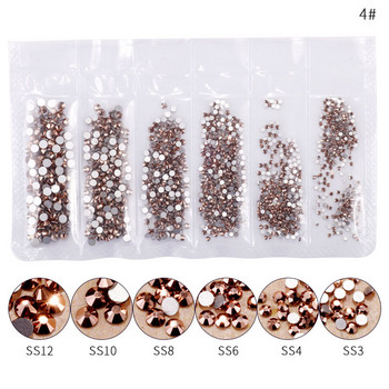 1 пакет черни кристали за нокти Flatback Glass Смесен размер SS3-SS12 Камъни за декорация на нокти Блестящи скъпоценни камъни Аксесоари за маникюр Инструмент