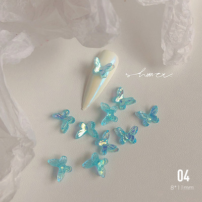 20 kom 3D privjesci za nokte Gumasti leptir 7x10 mm Aurora AB boje Leptir smolasto kamenje Gel lak Ukrasni kamenčići za manikuru UV gel