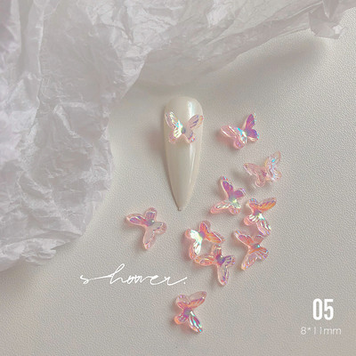 20 kom 3D privjesci za nokte Gumasti leptir 7x10 mm Aurora AB boje Leptir smolasto kamenje Gel lak Ukrasni kamenčići za manikuru UV gel