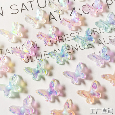 20 kom 3D privjesci za nokte Gumasti leptir 7x10 mm Aurora AB boje Leptir smolasto kamenje Gel lak Ukrasni kamenčići za manikuru UV gel