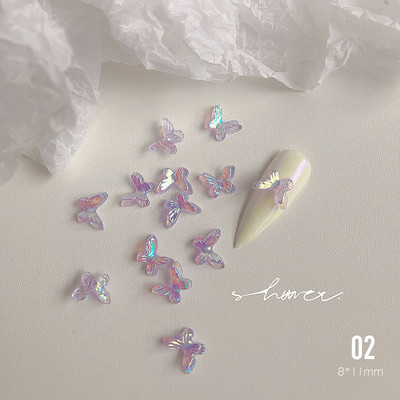 20 kom 3D privjesci za nokte Gumasti leptir 7x10 mm Aurora AB boje Leptir smolasto kamenje Gel lak Ukrasni kamenčići za manikuru UV gel