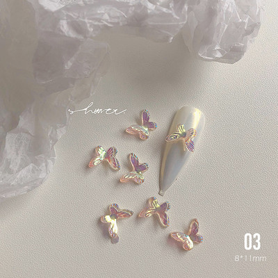 20 kom 3D privjesci za nokte Gumasti leptir 7x10 mm Aurora AB boje Leptir smolasto kamenje Gel lak Ukrasni kamenčići za manikuru UV gel