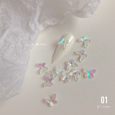 20 kom 3D privjesci za nokte Gumasti leptir 7x10 mm Aurora AB boje Leptir smolasto kamenje Gel lak Ukrasni kamenčići za manikuru UV gel