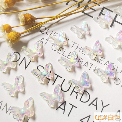 20 kom 3D privjesci za nokte Gumasti leptir 7x10 mm Aurora AB boje Leptir smolasto kamenje Gel lak Ukrasni kamenčići za manikuru UV gel