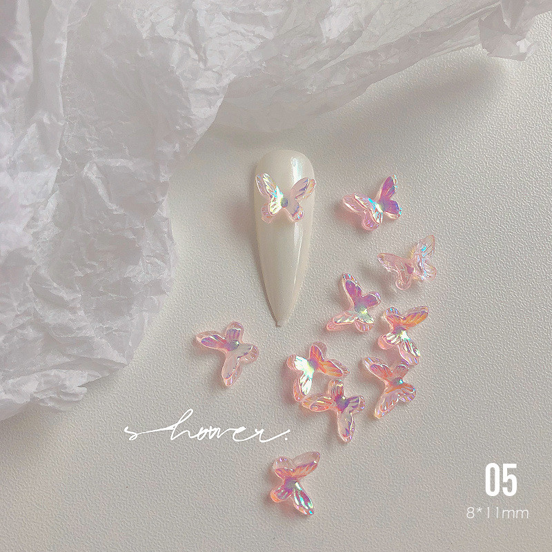 20 kom 3D privjesci za nokte Gumasti leptir 7x10 mm Aurora AB boje Leptir smolasto kamenje Gel lak Ukrasni kamenčići za manikuru UV gel