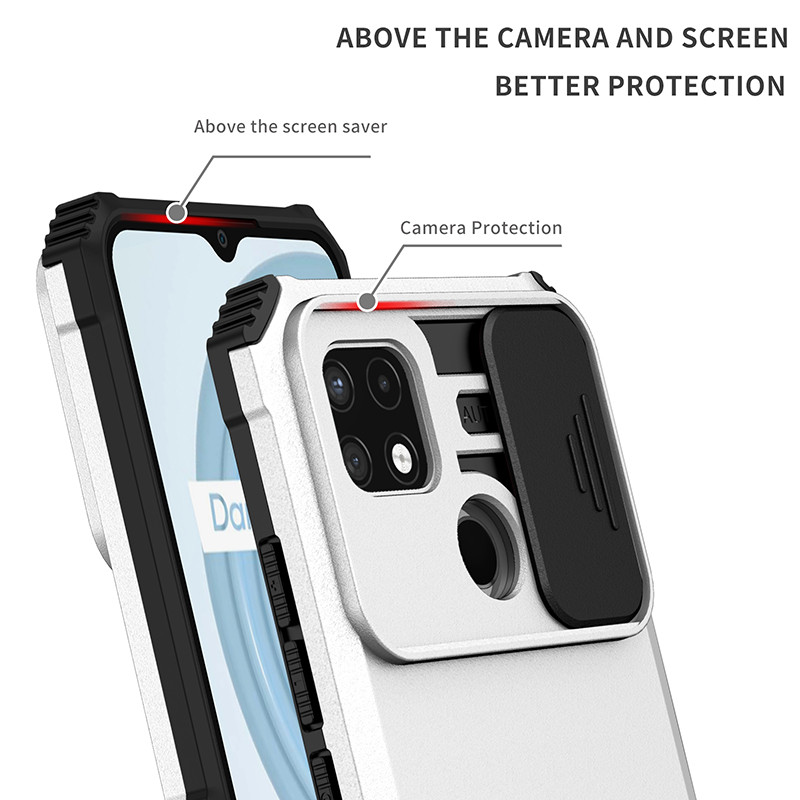 Μαλακή και σκληρή θήκη στήριξης 2 σε 1 για OPPO A74 A54 A16 A15 S A72 A96 A95 A55 A53 Προστασία φακού Push-Pull Κάλυμμα Funda Reno 6 5