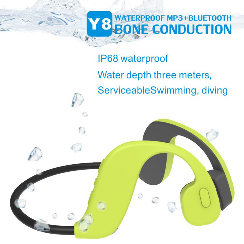 Y8 Swim Bone Conduction Bluetooth 5.0 Earphone 32GB Mp3 Player 2 in 1 Headset IP68 Waterproof Running Fitness Sport Swimming
