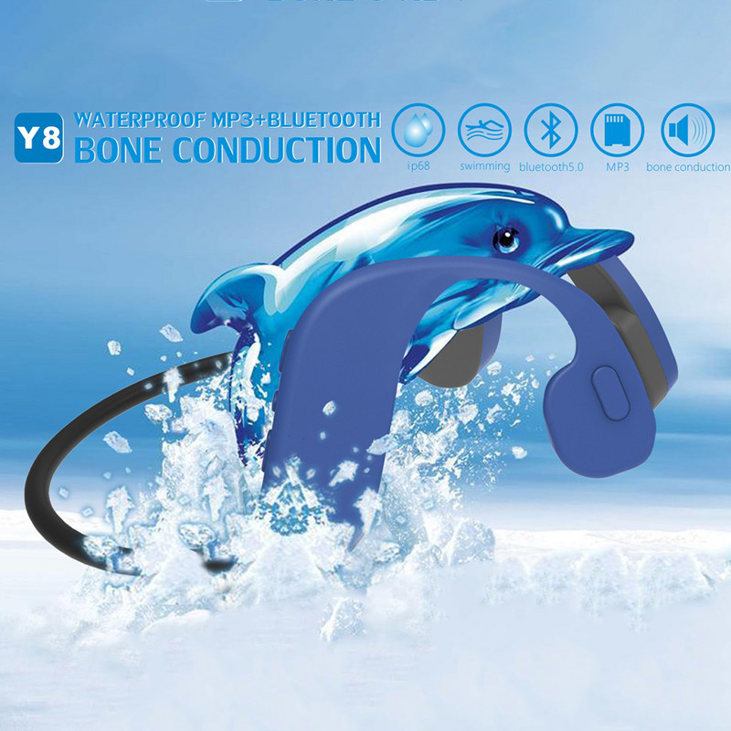 Y8 Swim Bone Conduction Bluetooth 5.0 Earphone 32GB Mp3 Player 2 in 1 Headset IP68 Waterproof Running Fitness Sport Swimming