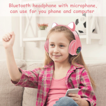 Слушалки с котешки уши Безжични слушалки Музика Стерео слушалки Blue-tooth С микрофон Деца Дъщеря fone Геймър Слушалки Подаръци за деца