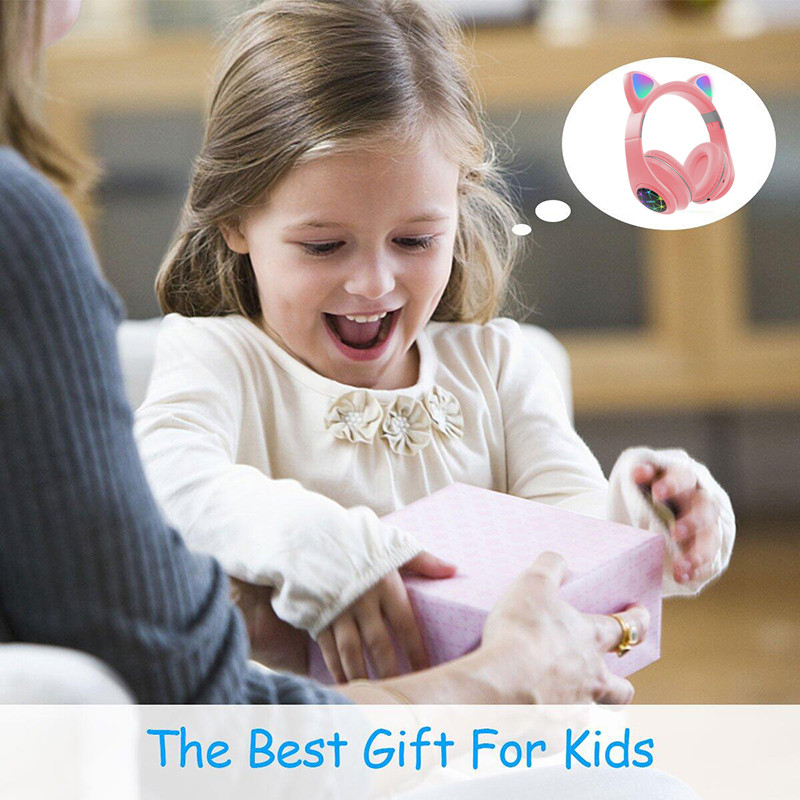 Căști cu urechi de pisică Căști fără fir Muzică Stereo Căști Blue-tooth cu microfon Copii Fiica fone Căști pentru jucători Cadouri pentru copii