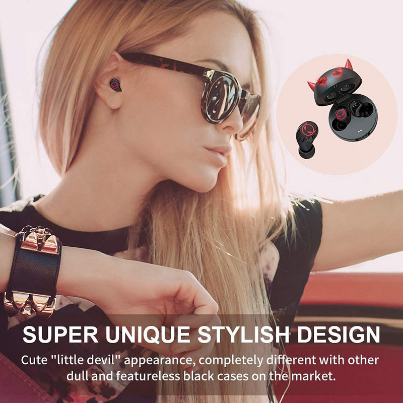 Ασύρματα ακουστικά Bluetooth 5.0 Ακουστικά Έλεγχος αφής Cartoon Little Devil Earphones Μείωση θορύβου IPX5 3D Stereo Deep Bass