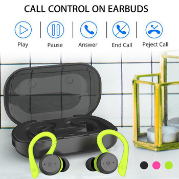 IPX7 Водоустойчиви Bluetooth слушалки Плуване Стил за двойно носене Спорт Безжични стерео слушалки 20 часа време за игра TWS слушалки
