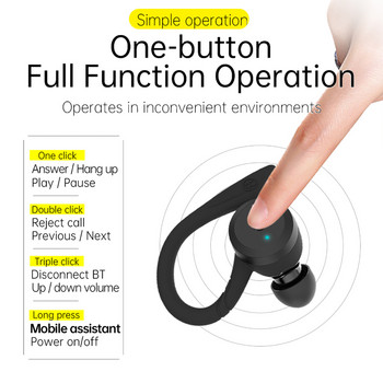 IPX7 Водоустойчиви Bluetooth слушалки Плуване Стил за двойно носене Спорт Безжични стерео слушалки 20 часа време за игра TWS слушалки