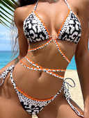 Leopárdmintás női fürdőruha szexi pólyás bikini szett alacsony derekú tanga fürdőruha Női Micro Halter Push Up fürdőruha női 2023