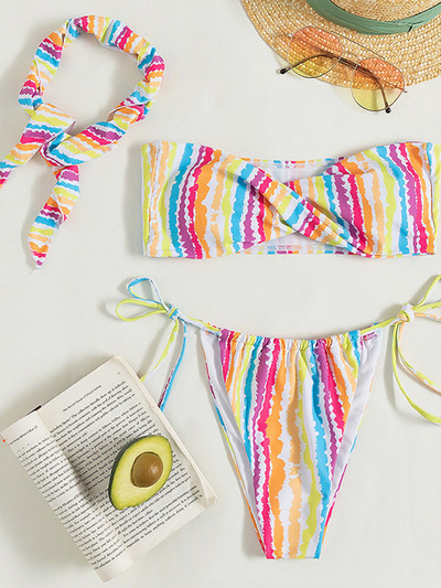 Seksualus bikinio bikinio komplektas Bandeau Moteriškas maudymosi kostiumėlis Spausdinti maudymosi kostiumėliai maudymosi kostiumėliai conjunto biquinis feminino trajes de baño mujer 2022 m.