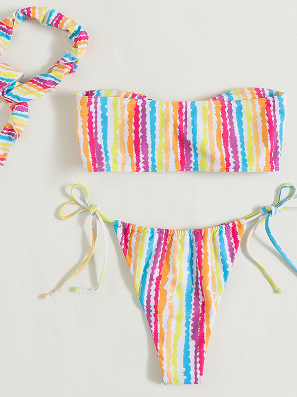 Seksualus bikinio bikinio komplektas Bandeau Moteriškas maudymosi kostiumėlis Spausdinti maudymosi kostiumėliai maudymosi kostiumėliai conjunto biquinis feminino trajes de baño mujer 2022 m.