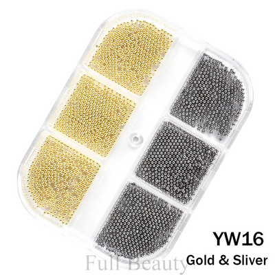 6 решетки Златни мини метални мъниста от неръждаема стомана 3D решетка розово злато Малки микро мъниста Хайвер Аксесоари за декорация на нокти TRYW36