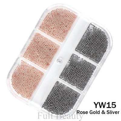 6 решетки Златни мини метални мъниста от неръждаема стомана 3D решетка розово злато Малки микро мъниста Хайвер Аксесоари за декорация на нокти TRYW36