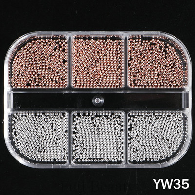 6 решетки Златни мини метални мъниста от неръждаема стомана 3D решетка розово злато Малки микро мъниста Хайвер Аксесоари за декорация на нокти TRYW36