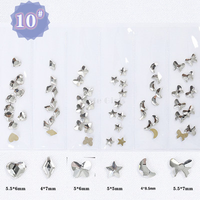 6 rács 1100/60 DB vegyes formák fehér AB Színes pezsgő lapos hátú akril gyémántok ékszerek körömdíszítés strasszok matricák varázslatok