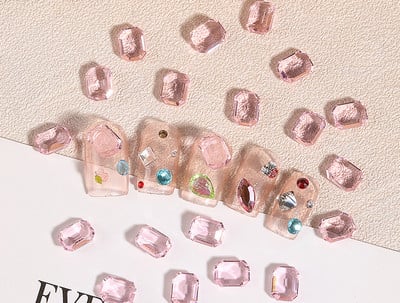 50/100db Aurora Meteorit Gyanta Nail Art Charm 3D K9 Glass Ice Transparent Crystal Gem Laser Meteorite Körömékszer Kiegészítők