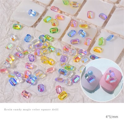 50/100db Aurora Meteorit Gyanta Nail Art Charm 3D K9 Glass Ice Transparent Crystal Gem Laser Meteorite Körömékszer Kiegészítők
