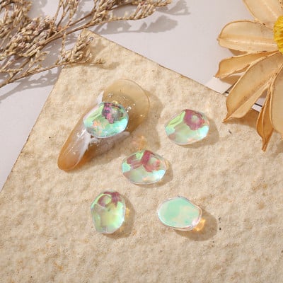 50/100db Aurora Meteorit Gyanta Nail Art Charm 3D K9 Glass Ice Transparent Crystal Gem Laser Meteorite Körömékszer Kiegészítők