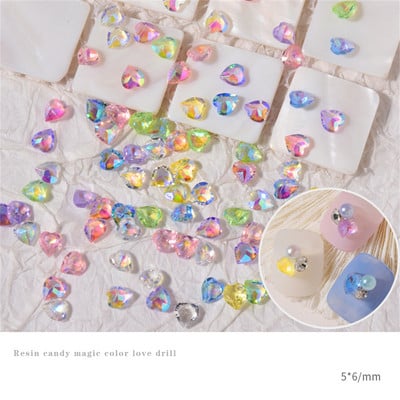 50/100db Aurora Meteorit Gyanta Nail Art Charm 3D K9 Glass Ice Transparent Crystal Gem Laser Meteorite Körömékszer Kiegészítők
