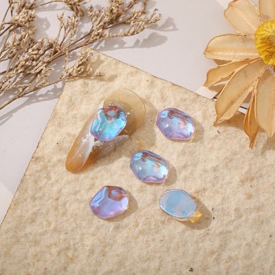50/100db Aurora Meteorit Gyanta Nail Art Charm 3D K9 Glass Ice Transparent Crystal Gem Laser Meteorite Körömékszer Kiegészítők