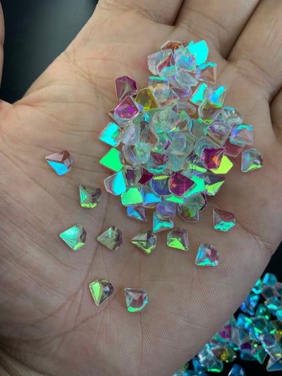 50/100db Aurora Meteorit Gyanta Nail Art Charm 3D K9 Glass Ice Transparent Crystal Gem Laser Meteorite Körömékszer Kiegészítők