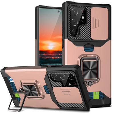 QW Triecienizturīgas bruņas priekš Samsung Galaxy S22 Ultra Case A12s A32 A52A72 A82 A13 A03 A22 S21 FE Note 20 UltraWith Card Solt Cover