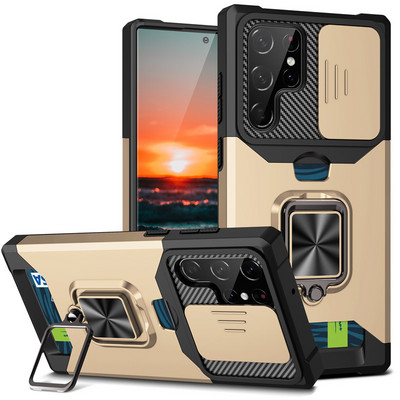 QW Triecienizturīgas bruņas priekš Samsung Galaxy S22 Ultra Case A12s A32 A52A72 A82 A13 A03 A22 S21 FE Note 20 UltraWith Card Solt Cover