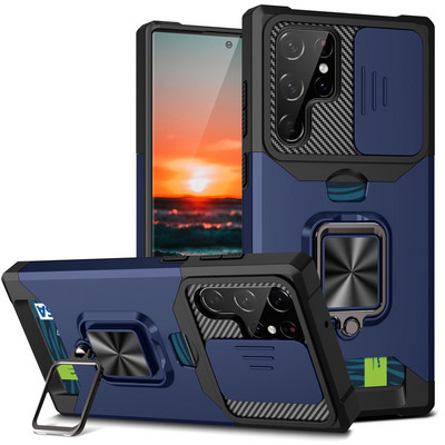 QW Triecienizturīgas bruņas priekš Samsung Galaxy S22 Ultra Case A12s A32 A52A72 A82 A13 A03 A22 S21 FE Note 20 UltraWith Card Solt Cover