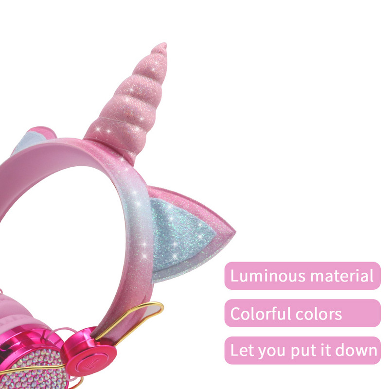Unicorn slušalice Bluetooth 5.0 Cute Girl Casco bežične slušalice slušalice s mikrofonom Wireless Auriculares Božićni poklon