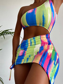 Szexi One Shoulder bikini színű Mintás fürdőruha női magas derekú fürdőruha conjunto biquinis feminino trajes de baño mujer 2022
