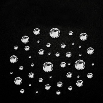Заострена долна кръгла ноктопластика с плосък гръб, кръгла диамантена кристална бяла бормашина със смесени размери 3D декорация за нокти