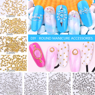 1 csomag arany/ezüst mini kaviár gyöngyök 0,8 mm/1 mm/1,2 mm/1,5 mm félkerek fém körömcsapok, 3d apró szegecsek, varázslatos körömdíszek
